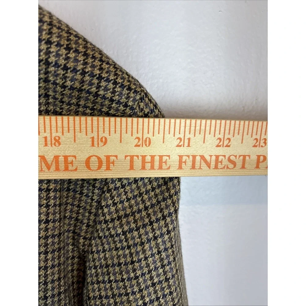 Vintage Chaps Ralph Lauren Houndstooth Pure Wool Blazer Mens‎ 46 T Brown